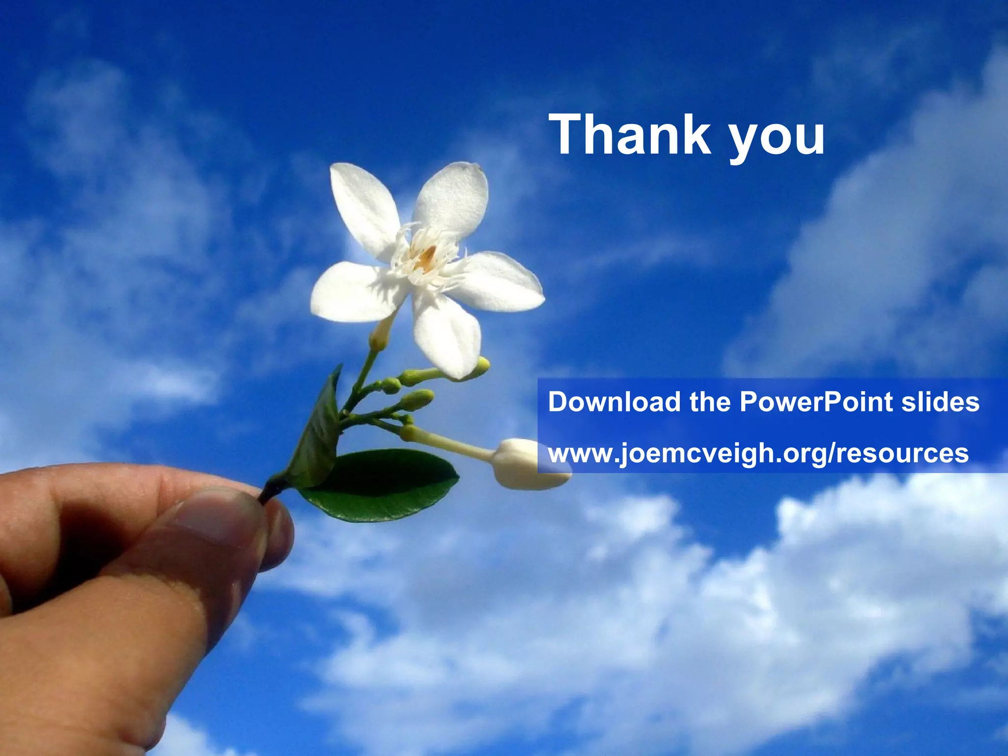 Thank you Download the PowerPoint slides www.joemcveigh.org/resources 