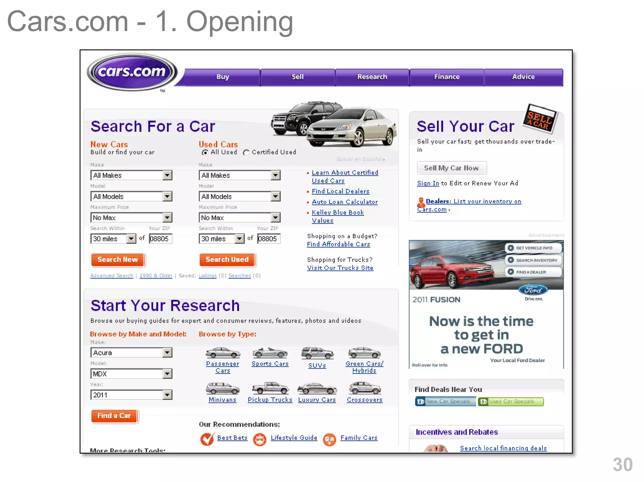 Cars.com - 1. Opening




                        30
 