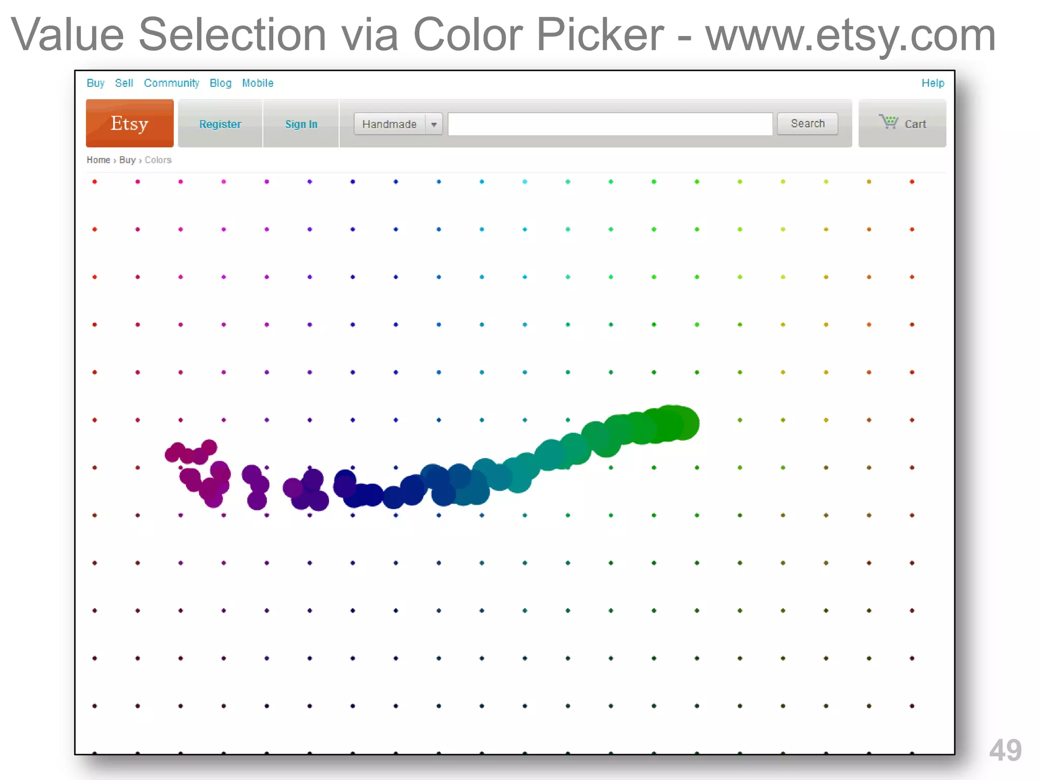Value Selection via Color Picker - www.etsy.com




                                              49
 