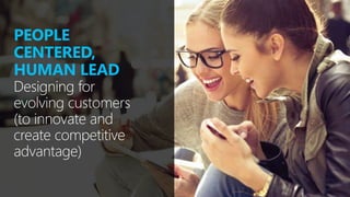 PEOPLE
CENTERED,
HUMAN LEAD
Designing for
evolving customers
(to innovate and
create competitive
advantage)
 