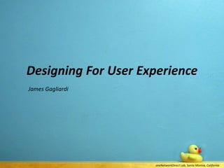 Designing For User Experience
James Gagliardi




                     oneNetworkDirect Lab, Santa Monica, California
 
