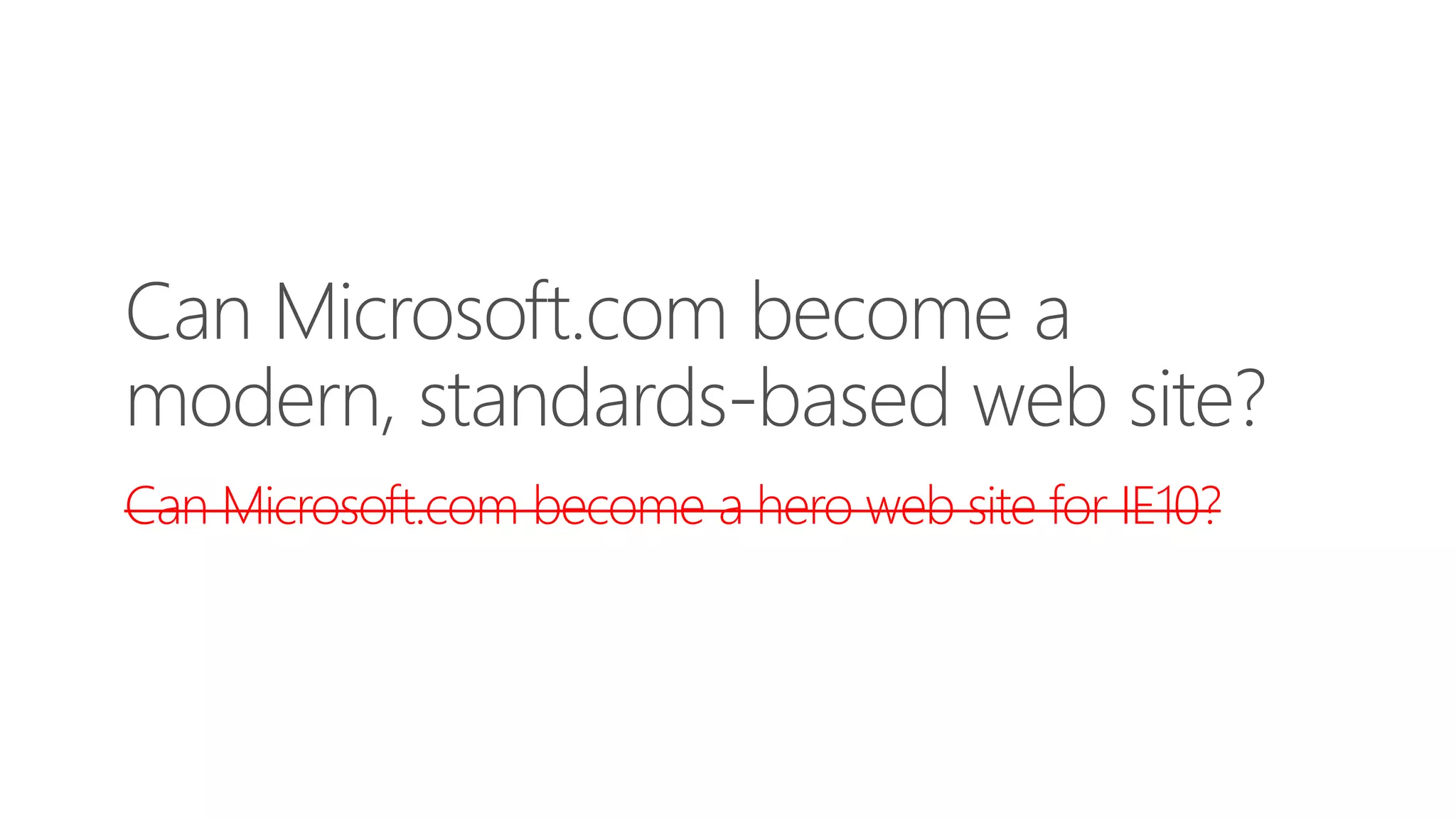 Can Microsoft.com become a hero web site for IE10?
 