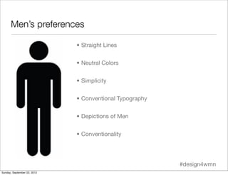 Men’s preferences

                             • Straight Lines


                             • Neutral Colors


       ...