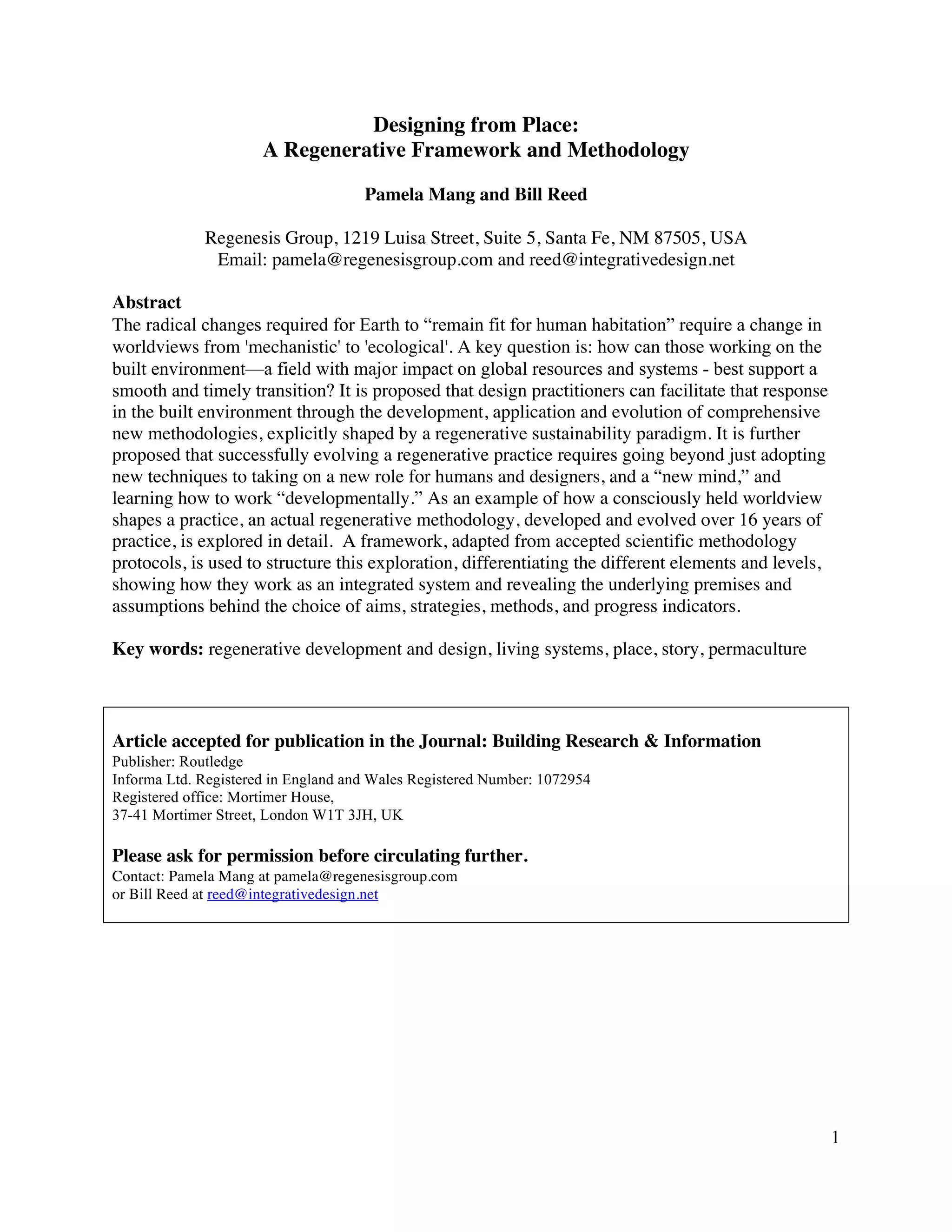 Designing from place a regenerative framework and methodology br7463