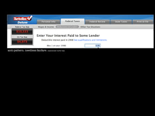 anti-pattern. needless fanfare. macintosh turbo tax
 