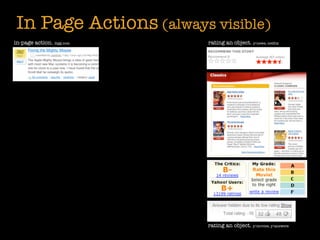 In Page Actions (always visible)
in-page action. digg.com   rating an object. y!news, netﬂix




                           rating an object. y!movies, y!answers
 