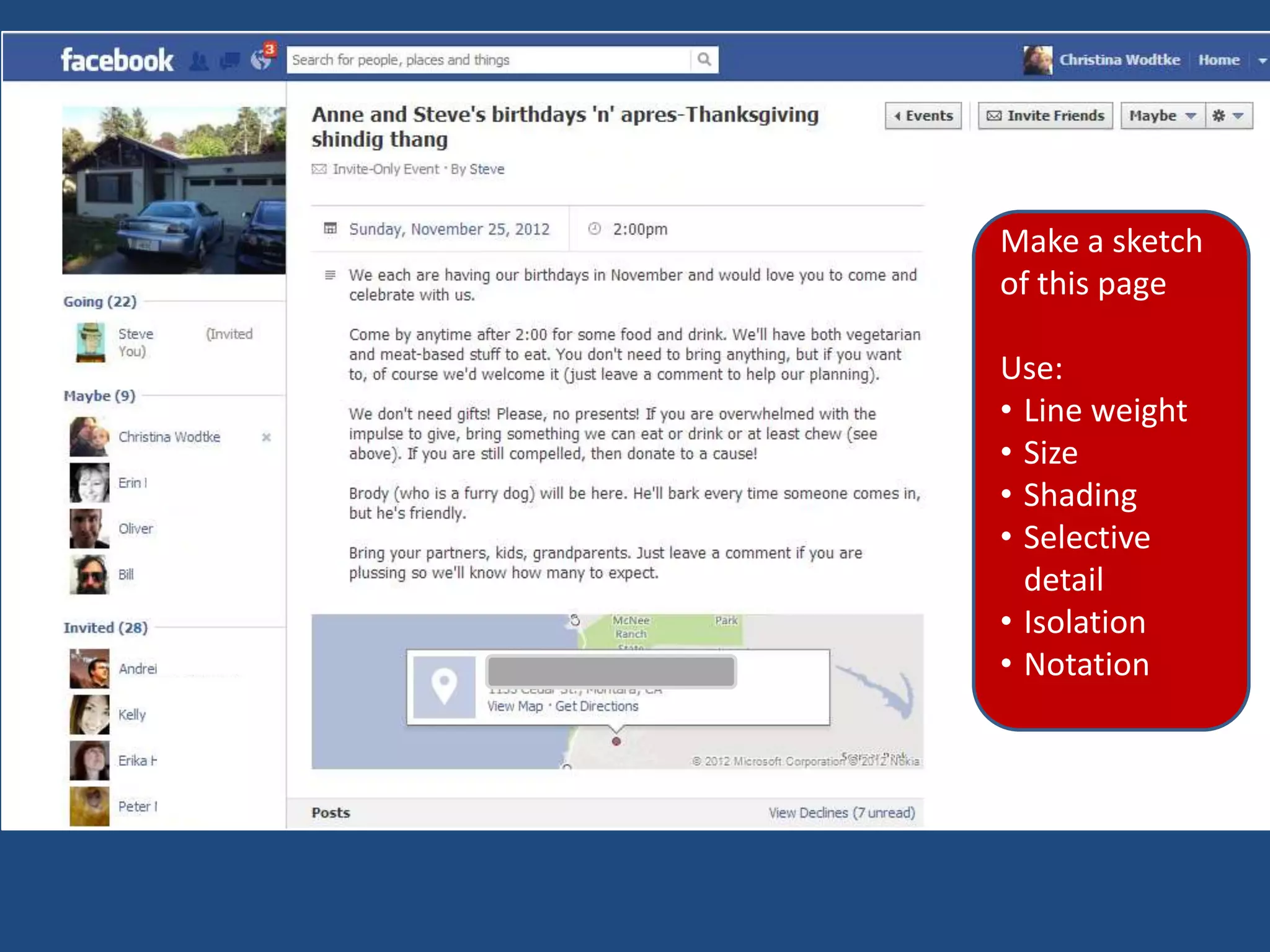 Make a sketch
of this page

Use:
• Line weight
• Size
• Shading
• Selective
  detail
• Isolation
• Notation
 