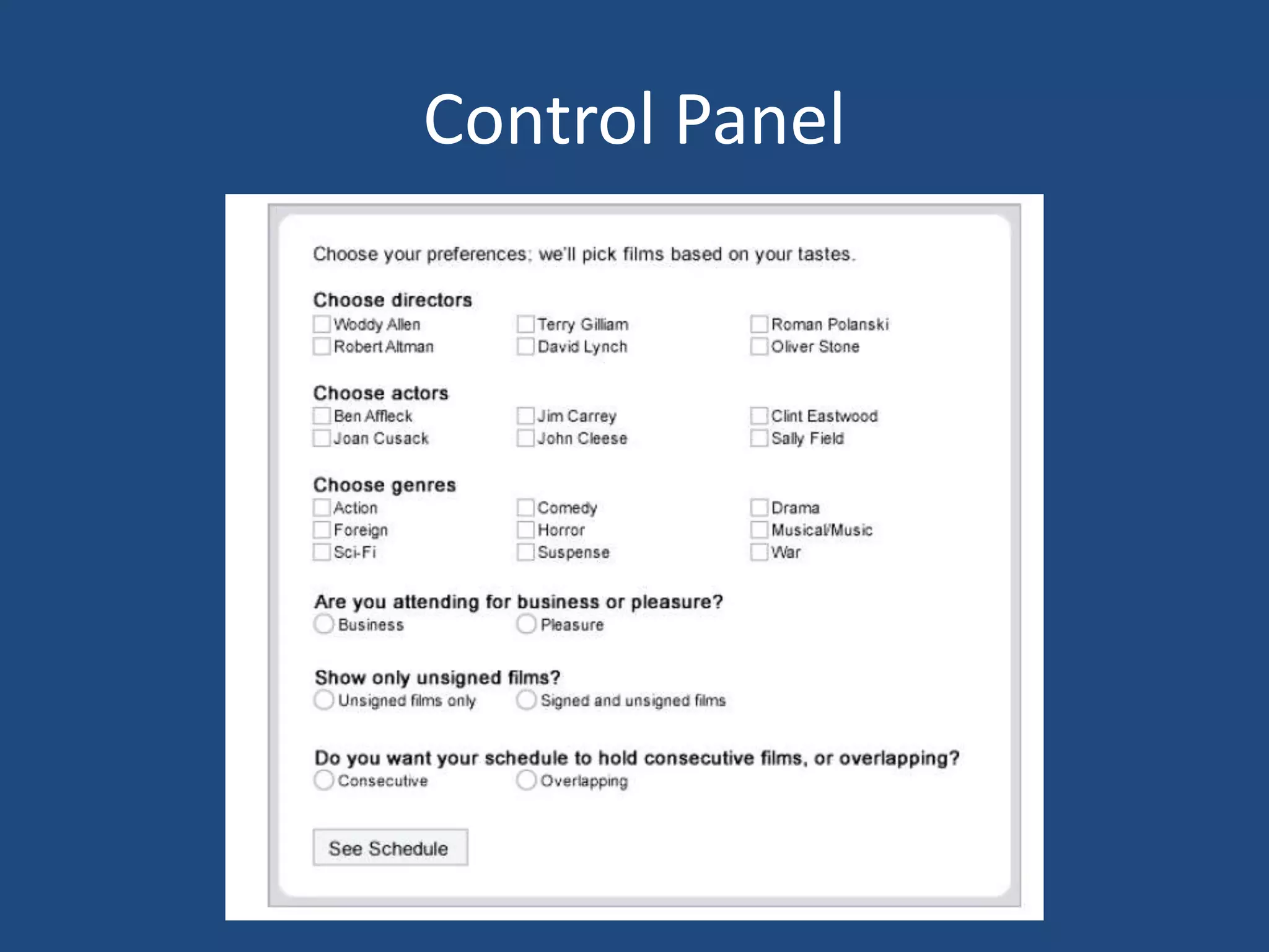 Control Panel
 