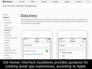 Designing apps for iOS based on its human interface guidelines | PPT