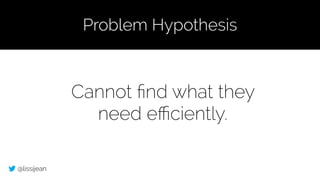 @lissijean
Cannot ﬁnd what they
need eﬃciently.
Problem Hypothesis
 