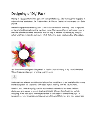 Digipack Product Development Designing of digi pack | DOCX