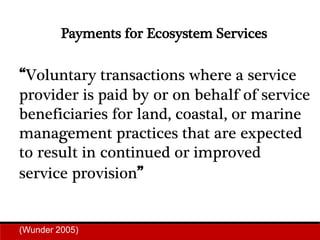 Designing payments for ecosystem services