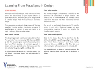 Page of9 34
PRE-DESIGN
INTRODUCTION
Design paradigms
There are two levels of design, which are involved here.
One is the a...