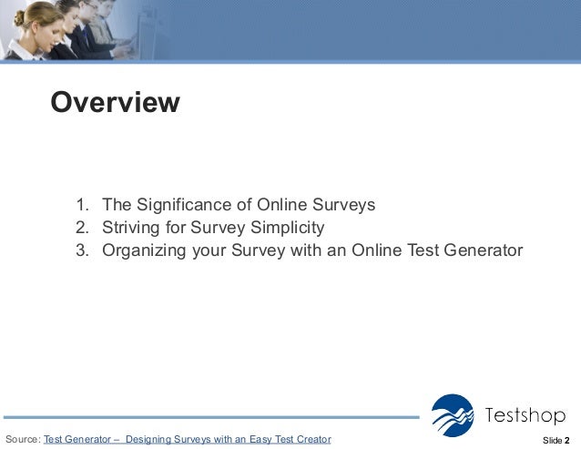 designing surveys with a test generator