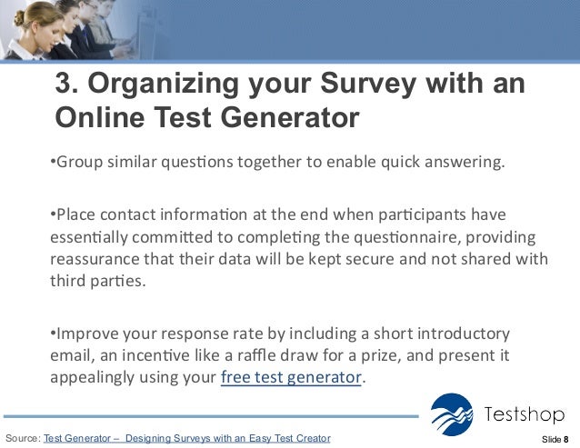designing surveys with a test generator