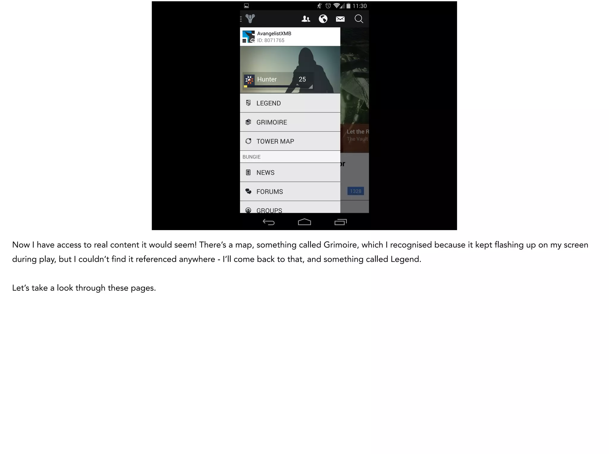 Now I have access to real content it would seem! There’s a map, something called Grimoire, which I recognised because it kept flashing up on my screen
during play, but I couldn’t find it referenced anywhere - I’ll come back to that, and something called Legend.
Let’s take a look through these pages.
 