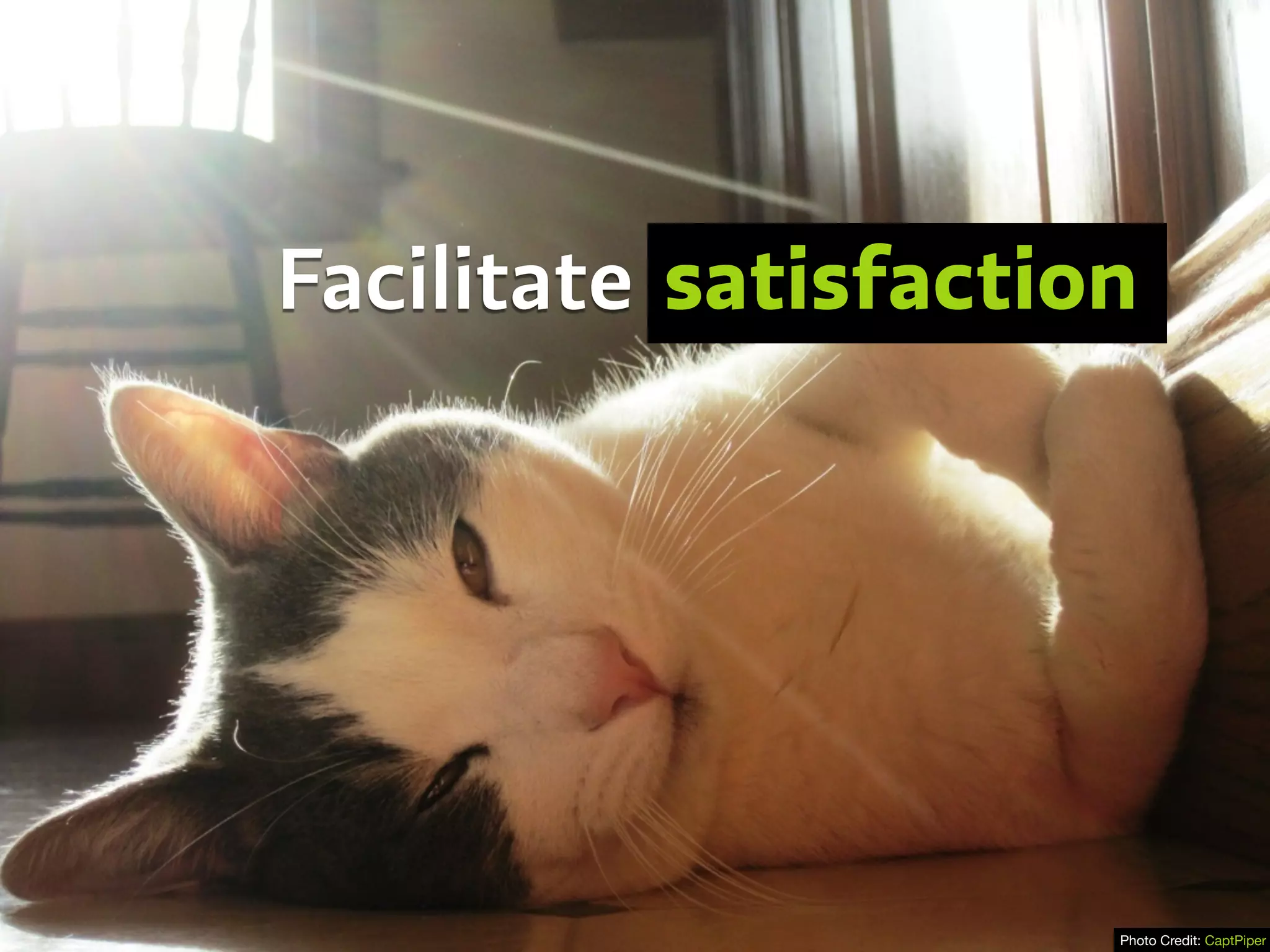 Photo Credit: CaptPiper
Facilitate satisfaction
 