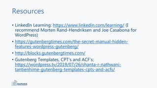 Resources
• LinkedIn Learning: https://www.linkedin.com/learning/ (I
recommend Morten Rand-Hendriksen and Joe Casabona for...