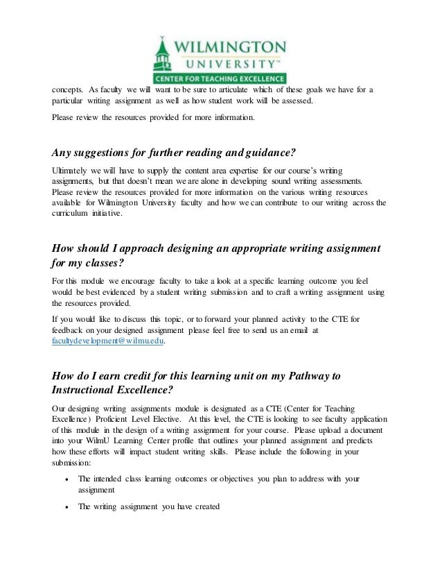 Designing Writing Assignments - The WAC Clearinghouse designing writing assignments
