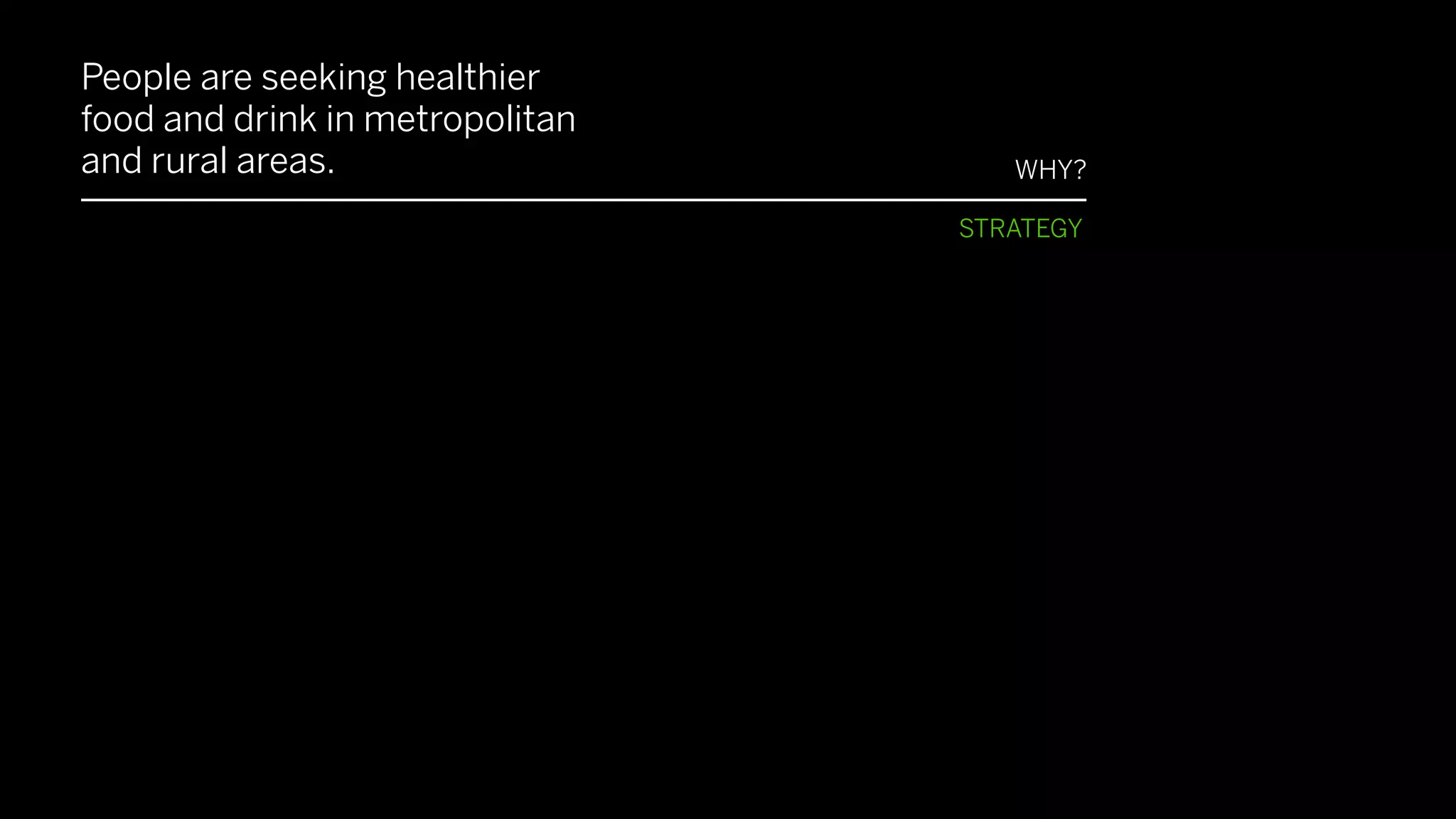 People are seeking healthier
food and drink in metropolitan
and rural areas.                               WHY?

                                           STRATEGY



It’s expensive to constantly
visit vending machines to reﬁll   WHAT’S STANDING IN
it with fresh foods.                       OUR WAY?




How might we best maintain
the freshness of healthy food
in a vending machine?                HOW MIGHT WE?
 