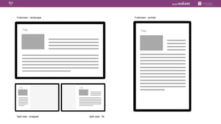 Fullscreen - landscape                               Fullscreen - portrait




     Title                                                Title




 Title                   Title




Split view - snapped             Split view - fill
 