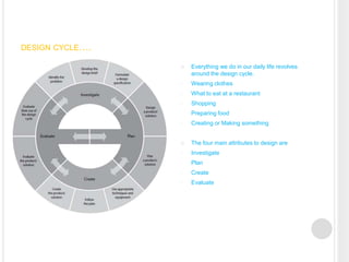 design cycle….<br /><ul><li>Everything we do in our daily life revolves around the design cycle.