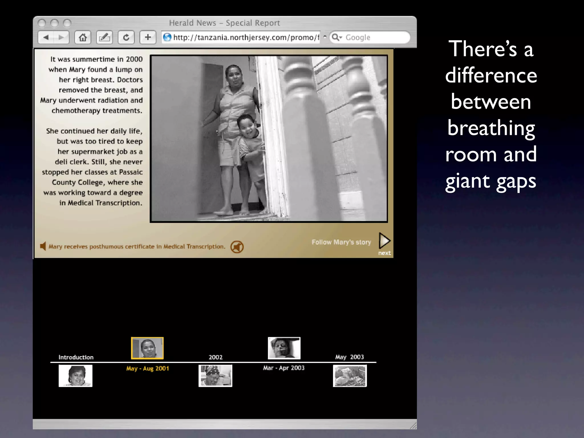 There’s a
difference
 between
breathing
room and
giant gaps
 