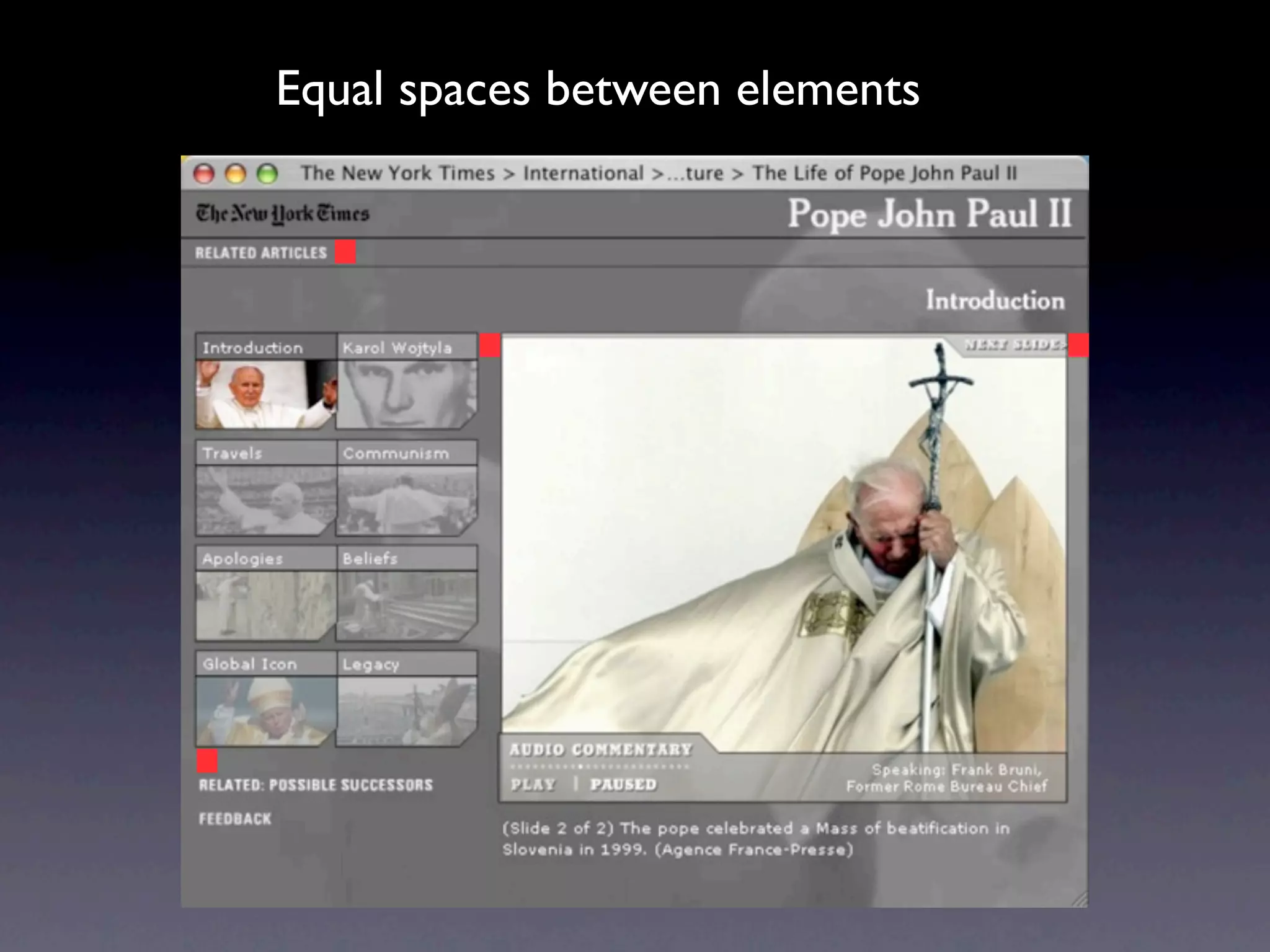 Equal spaces between elements
 