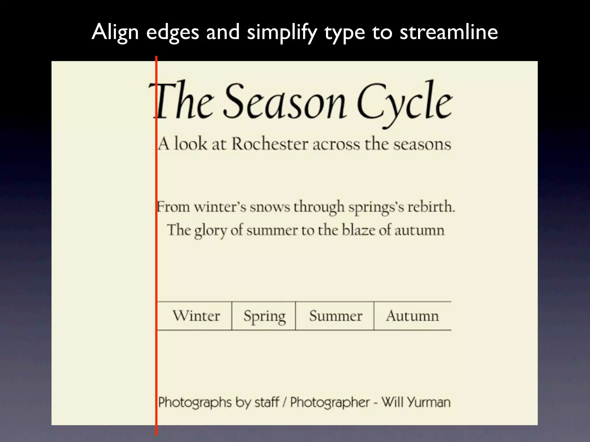 Align edges and simplify type to streamline
 