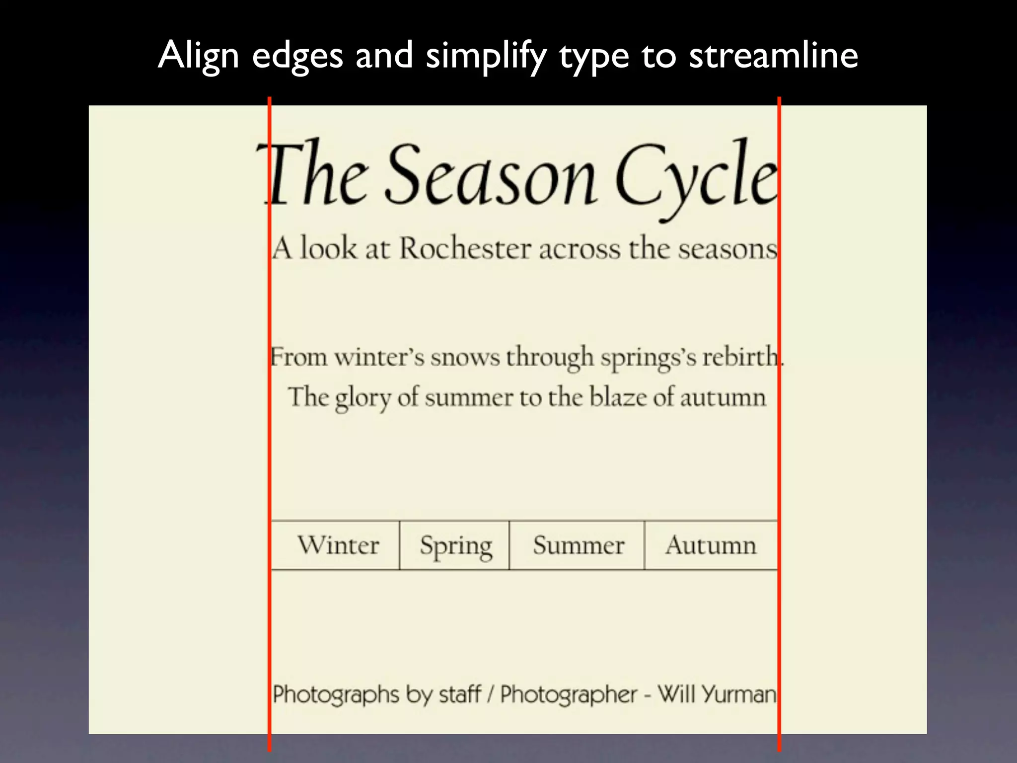 Align edges and simplify type to streamline
 