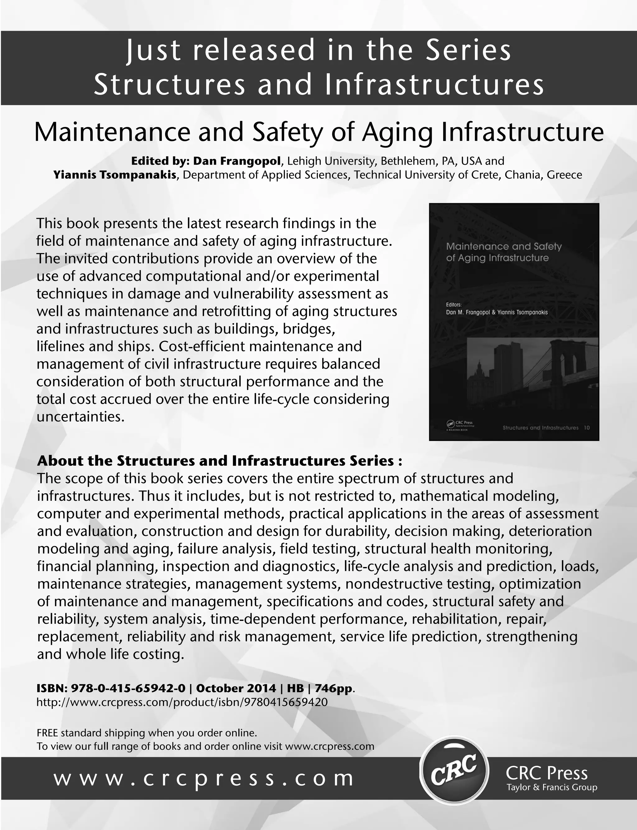 116 Maintenance and Safety of Aging Infrastructure 
Figure 4.17 Root mean square of the error in the 14 locations of the sensors (from H1 to H11). 
Figure 4.18 Root mean square of the error in the 14 locations of the sensors (from H13 to H23). 
the error was small in all the points, this difference is interpreted as the presence of an 
anomaly (damage) in the structure. Between 6 a.m. and 9 a.m. and around 9 p.m. the 
error is larger in various sensors but it is possible that this depends on the additional 
vibrations given by the traffic in the busiest hours of operation of the bridge. 
Note that there is another factor which was not examined in this study, but which 
could have partially influenced the results: the dependence on the temperature, as 
stated by (Li et al., 2010). Actually, the two signals have been recorded in two different 
periods of the year that are characterized by significant climatic differences. However, 
the results obtained with the two methods suggest that the detected anomalies do 
not depend only on the temperature, but they could be related to the presence of 
deterioration or damage. 
Downloaded by [Franco Bontempi] at 04:04 12 December 2014 
 