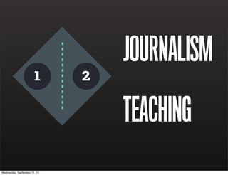 JOURNALISM
TEACHING
1 2
Wednesday, September 11, 13
 