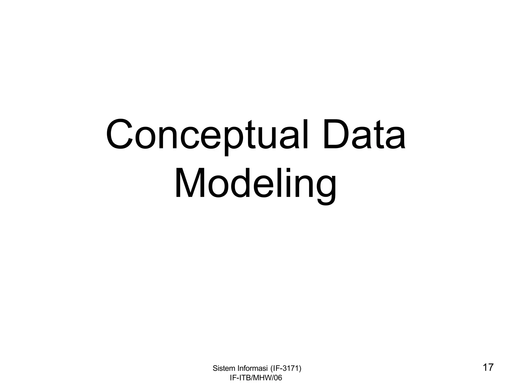Sistem Informasi (IF-3171)
IF-ITB/MHW/06
17
Conceptual Data
Modeling
 