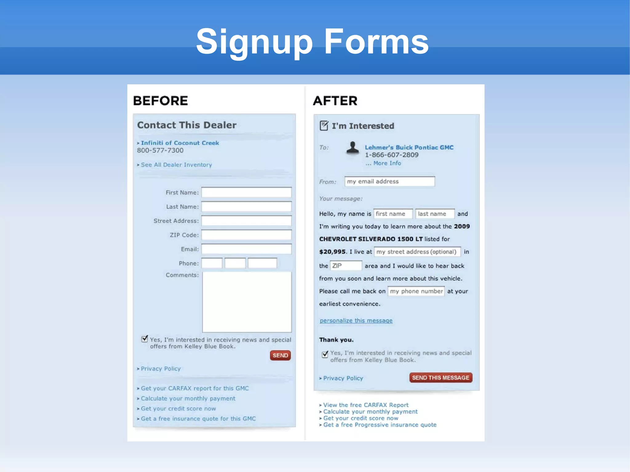 Signup Forms Vast contact dealer form 