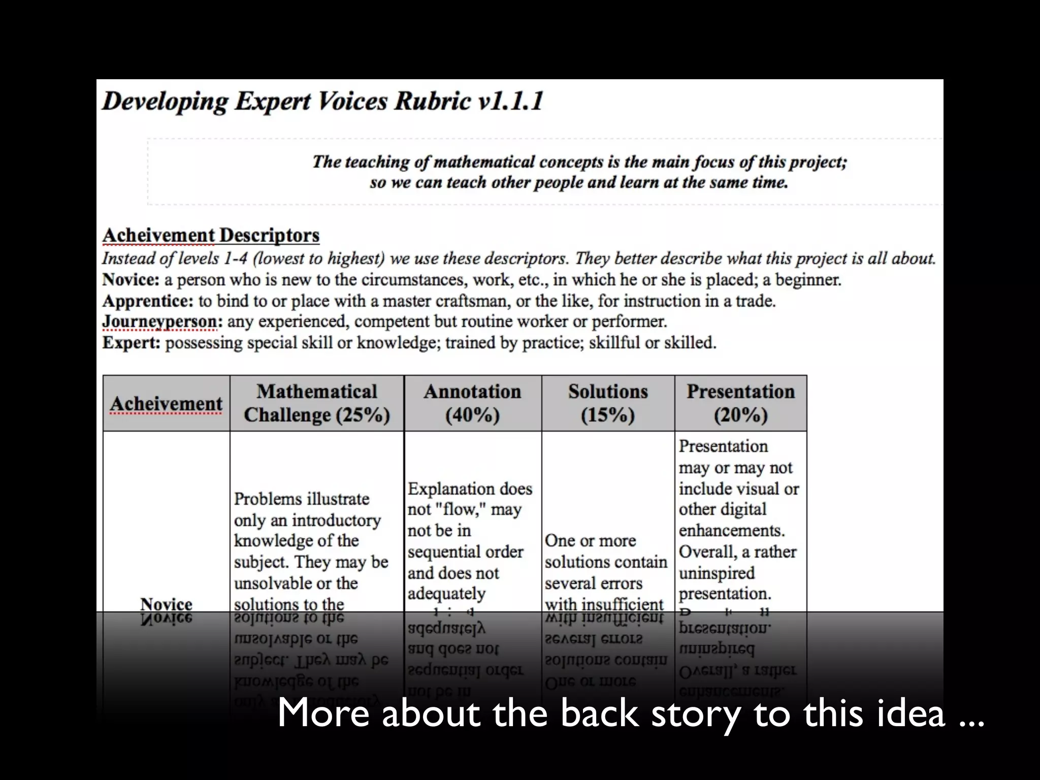 More about the back story to this idea ...
 