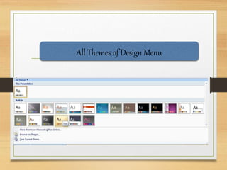 Design menu in MS Word | PPT