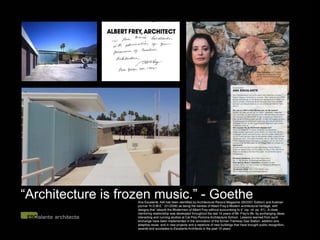 Ana Bio
              “SUSTAINABILITY & DESIGN PRINCIPLES”
                 Creating Community through Design




“Architecture is frozen music.” - Goethe
 