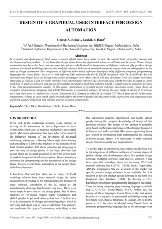 Design of a graphical user interface for design | PDF