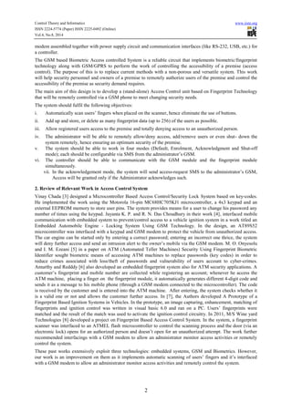 Design of a gsm based biometric access control system | PDF