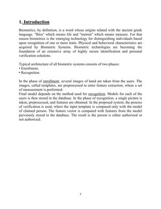 Design of a hand geometry based biometric system | DOCX