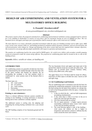 Design of air conditioning and ventilation system for a | PDF