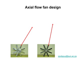 sjvdspuy@sun.ac.za
Axial flow fan design
 
