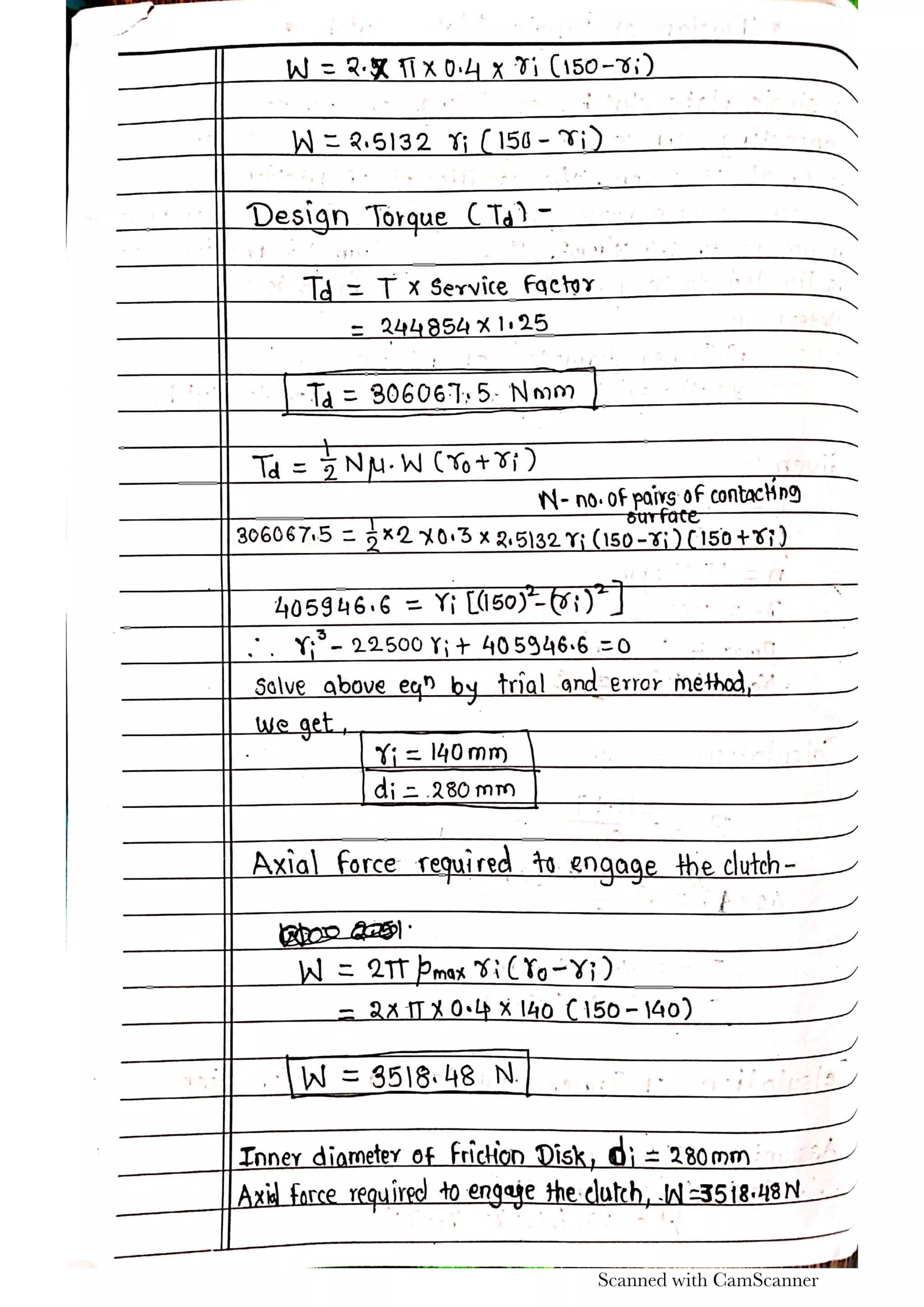 Design of Clutch numerical by Prof. Sagar Dhotare