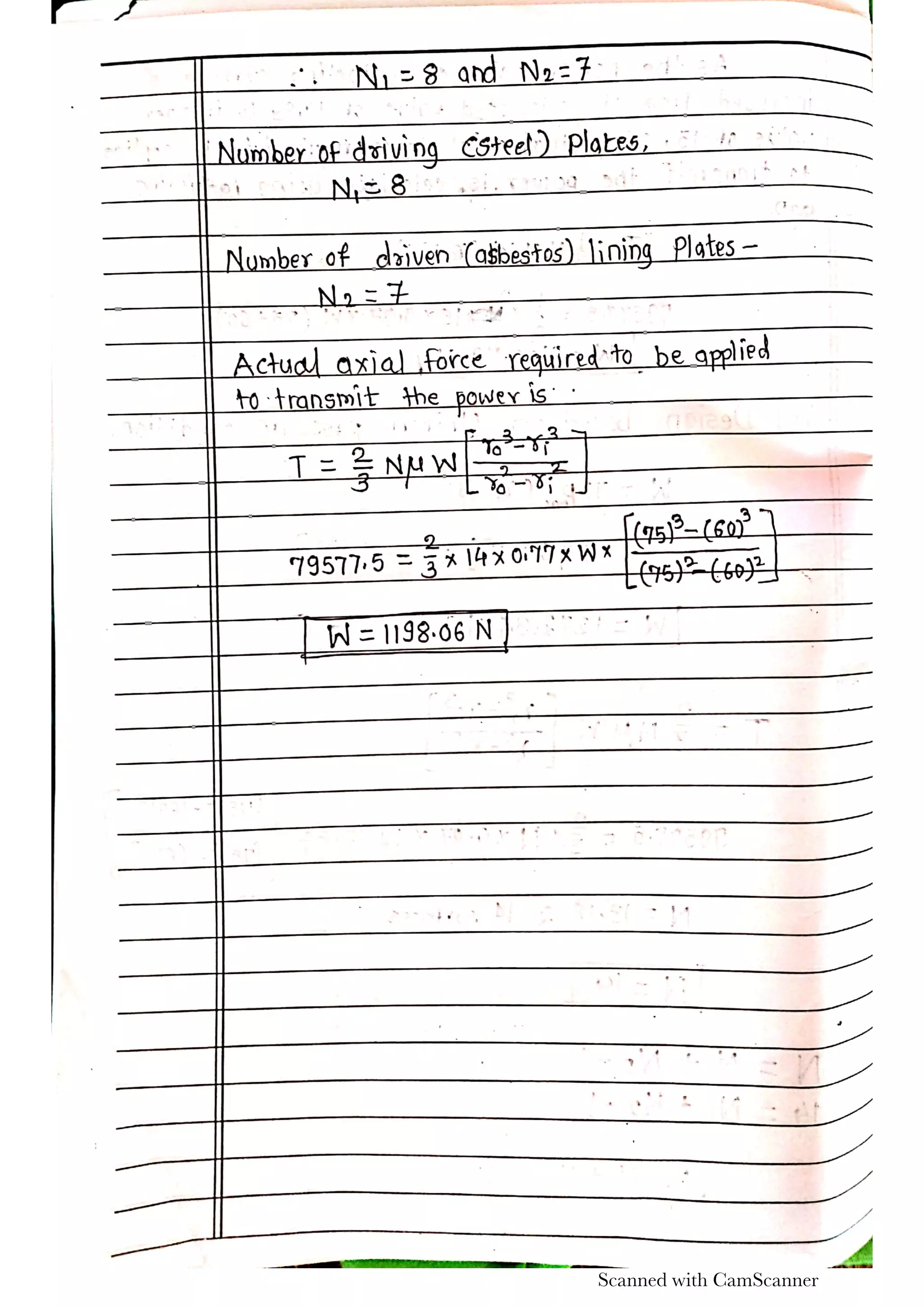Design of Clutch numerical by Prof. Sagar Dhotare