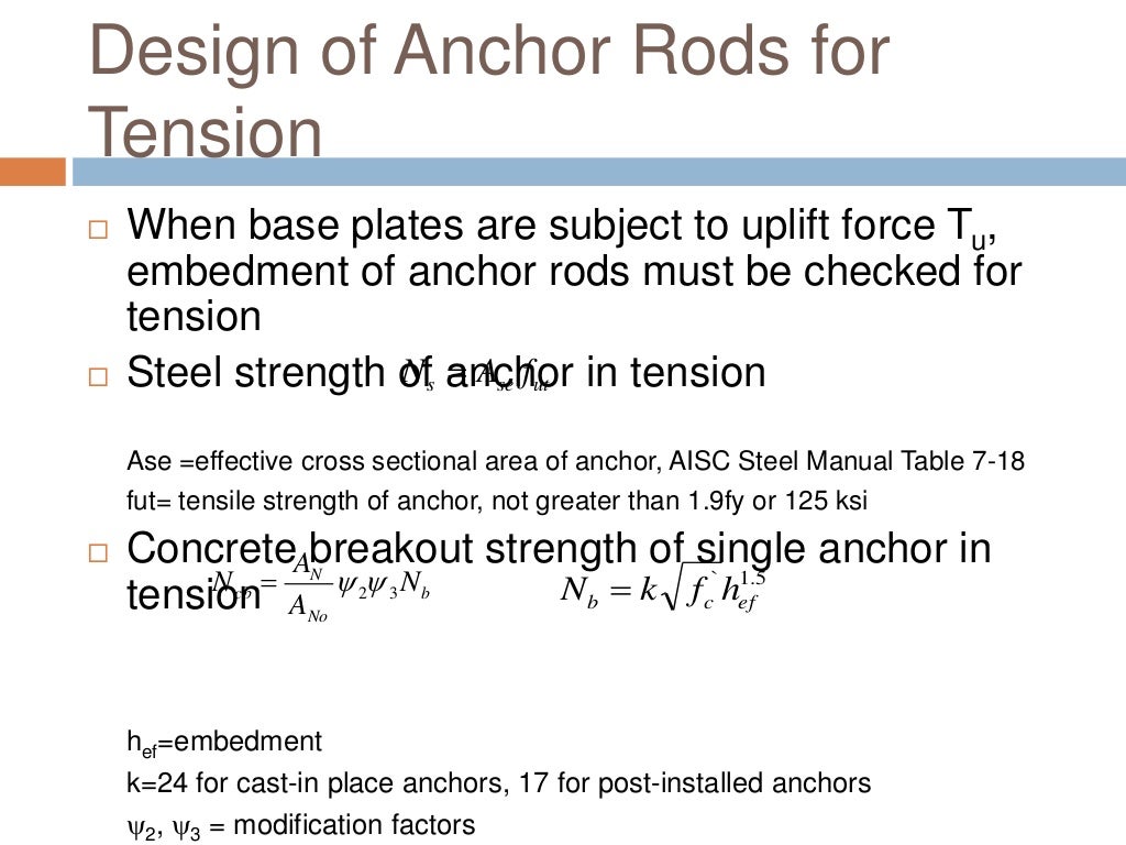 Design of column base plates anchor bolt