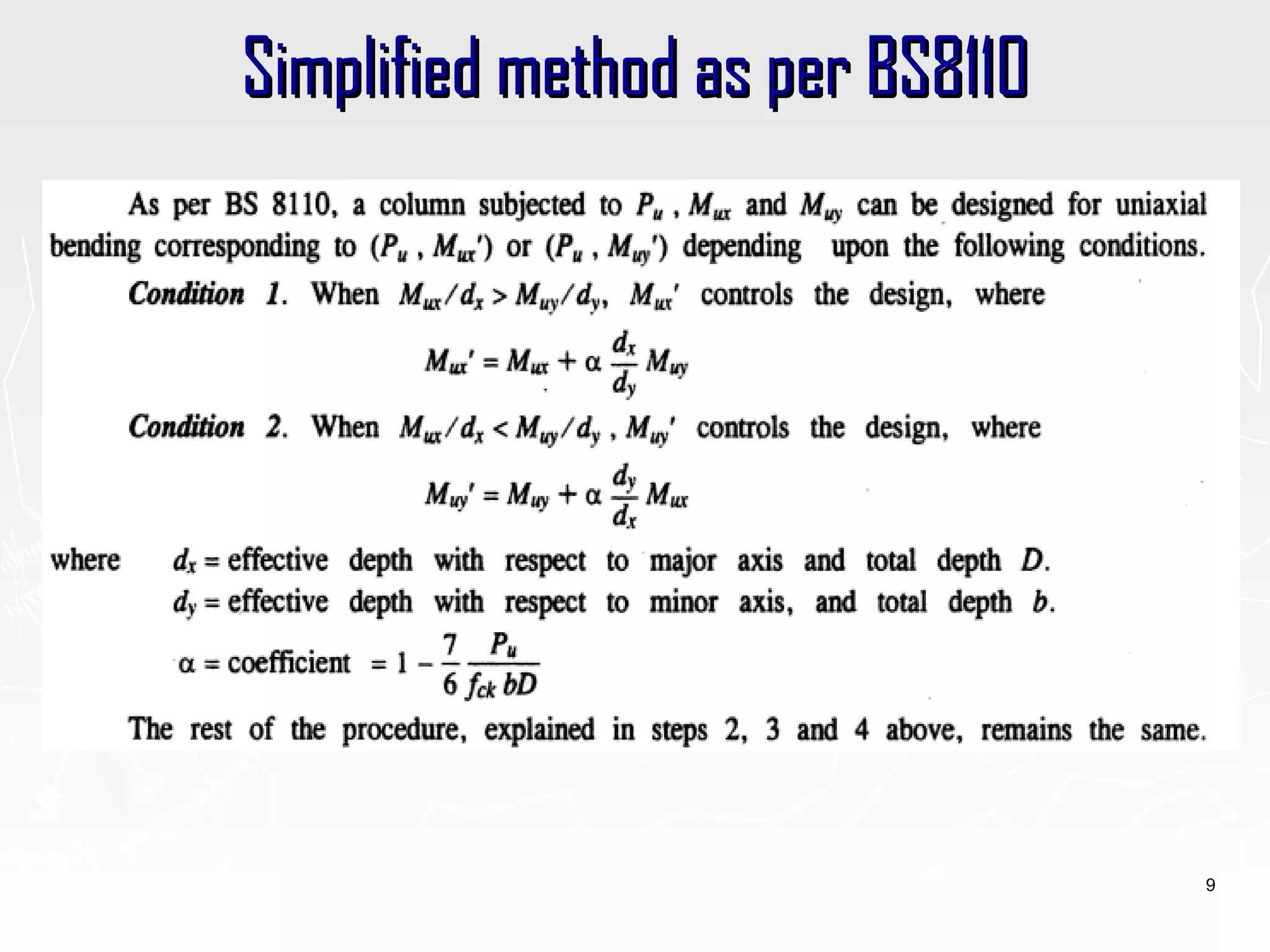 Design of columns biaxial bending as per IS 456-2000 | PPT