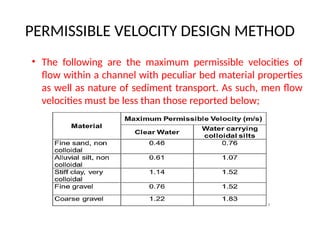 DESIGN OF ERODIBLE CHANNELS IN ALLUVIUM.pptx