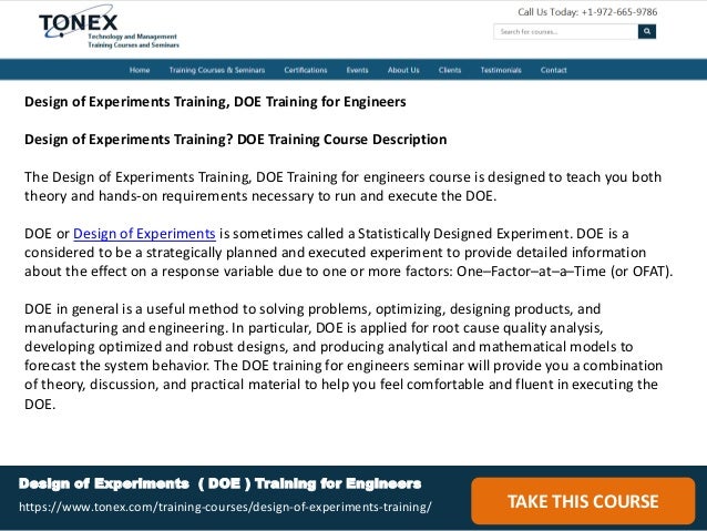 Design Of Experiments Doe Training