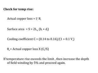 Winding Temperature Rise Formula Design of field winding of shunt motor | PPT