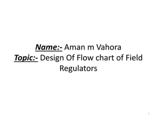 Name:- Aman m Vahora
Topic:- Design Of Flow chart of Field
Regulators
1
 